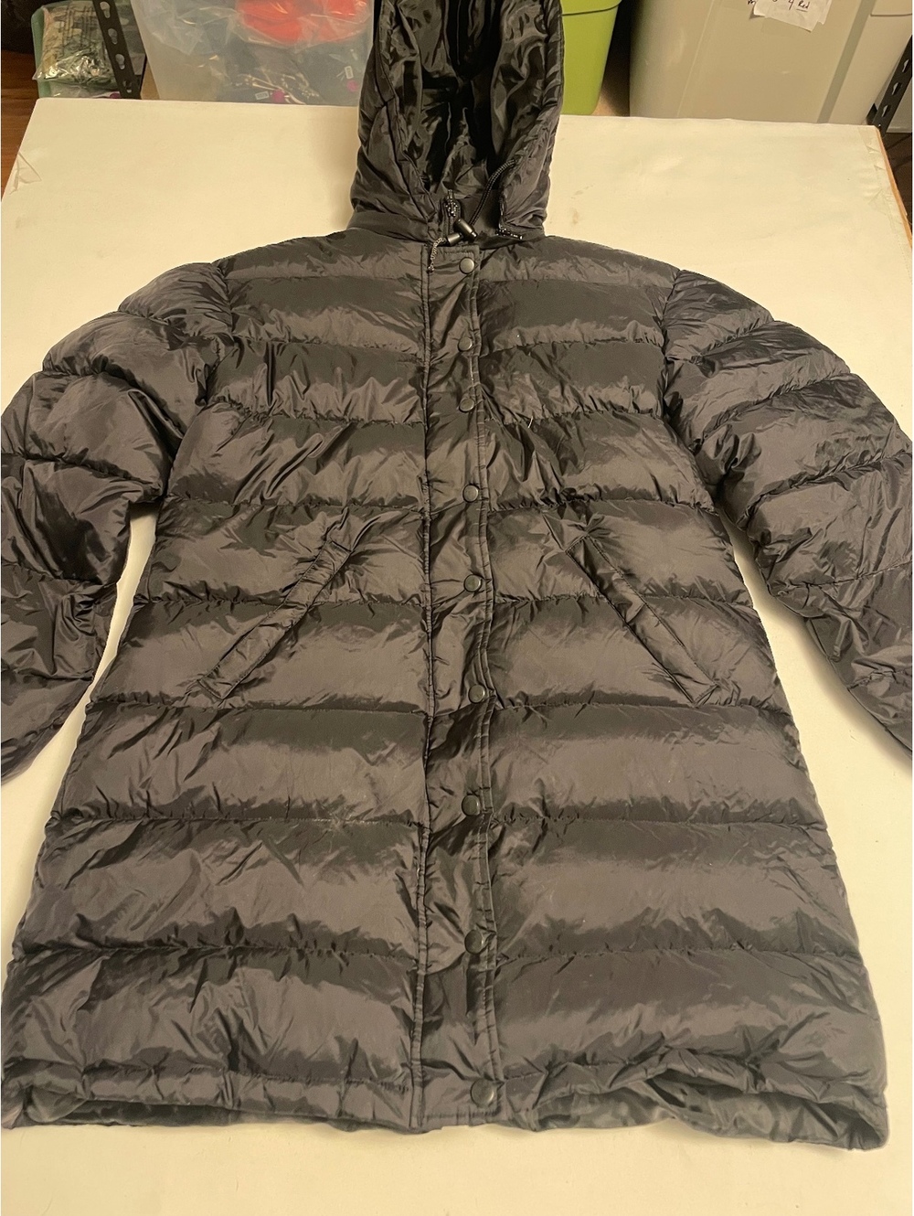 Smart Set Women's Black Long Puffer Coat with Hood Medium